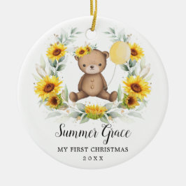 Ornamento De Cerâmica Bebê Primeiro Natal Urso Urso Urso Girassol