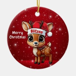 Ornamento De Cerâmica Bebê Rena Blitzen, Corça, Cerva, Rena🦌 🎄