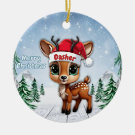 Ornamento De Cerâmica Bebê Rena Dasher, Corça, Cerva, Rena 🦌🎄