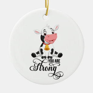 Ornamento De Cerâmica Bebê Vaca Você É Forte