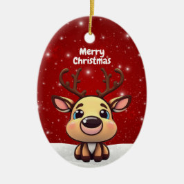 Ornamento De Cerâmica Bebê Veado, Cerva, Natal Adorável 🎄🦌