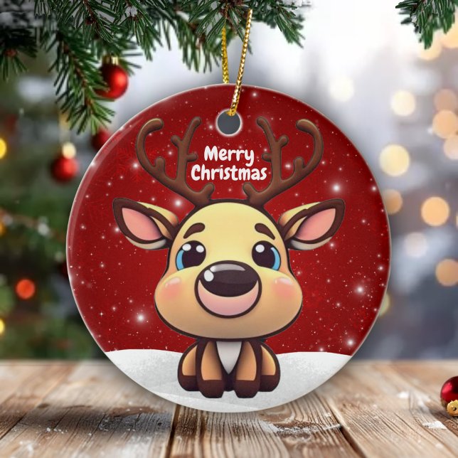 Ornamento De Cerâmica Bebê Veado, Cervo, Corça 🦌 🎄Feliz Natal (Criador carregado)