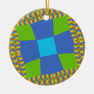 Ornamento De Cerâmica Bebê verde-verde-azul-verificado