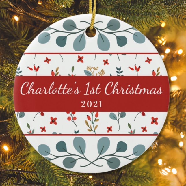 Ornamento De Cerâmica Bebês 1rua Foto de Natal Eucalyptus Berries (Criador carregado)