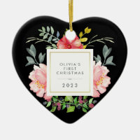 Bebês bonito de Flores Rosa Primeiro Natal em Pret