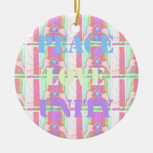 Ornamento De Cerâmica Bebês Crianças Paz Amor Unidade Hakuna Matata desi (Frente)