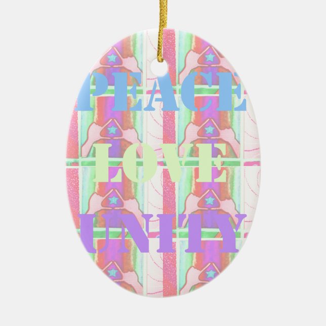 Ornamento De Cerâmica Bebês Crianças Paz Amor Unidade Hakuna Matata desi (Frente)