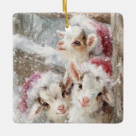Ornamento De Cerâmica Bebês de Neve Cabras de Natal 10 - SUA FOTO
