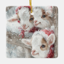 Ornamento De Cerâmica Bebês de Neve Cabras de Natal 11 - SUA FOTO