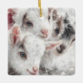 Ornamento De Cerâmica Bebês de Neve Cabras de Natal 4 - SUA FOTO