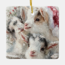 Ornamento De Cerâmica Bebês de Neve Cabras de Natal 6 - SUA FOTO