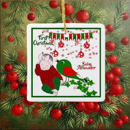 Ornamento De Cerâmica Bebês Dormindo Primeiro Arte de Natal Chirping Bir