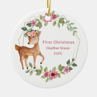 Ornamento De Cerâmica Bebês Primeira Meninas de Natal Personalizadas