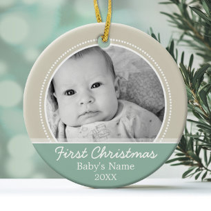 Ornamento De Cerâmica Bebês Primeiro Natal