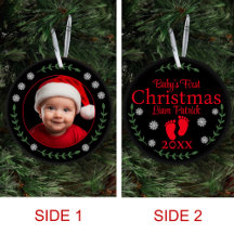 Bebês Primeiro Natal Foto Flocos de Neve e Laurel