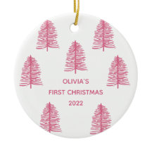 Bebês Rosa Personalizados Primeira Árvore de Natal