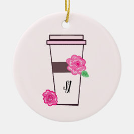 Ornamento De Cerâmica Bebida de Café Alta Monograma
