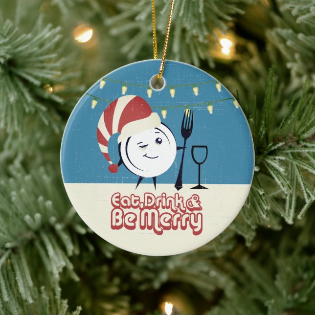 Ornamento De Cerâmica Bebida retrorreflectora seja feliz jante prato Nat (Árvore)