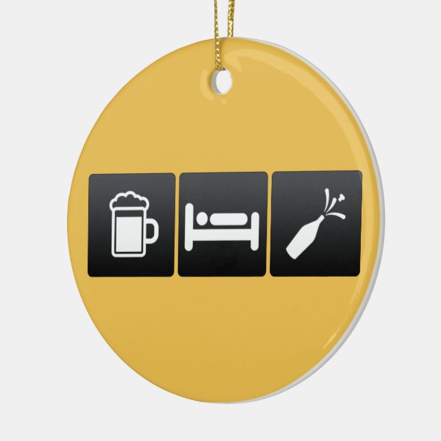 Ornamento De Cerâmica Bebida, sono e champanhe (Esquerda)