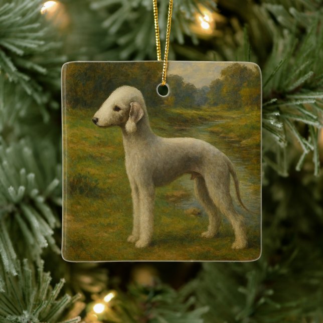 Ornamento De Cerâmica Bedlington Terrier (Árvore)
