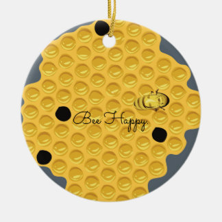 Ornamento De Cerâmica Bee Happy e The Honeycomb