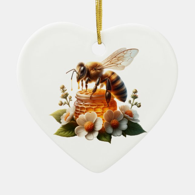 Ornamento De Cerâmica Bee My Honey | Doce Presente Romântico (Frente)