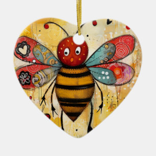 Ornamento De Cerâmica Bee My Namorados Hearts