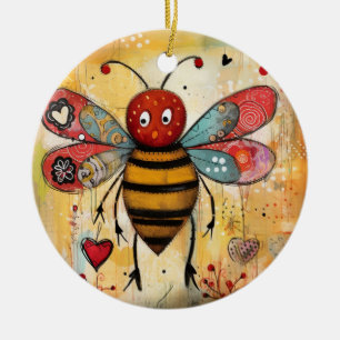Ornamento De Cerâmica Bee My Namorados Hearts