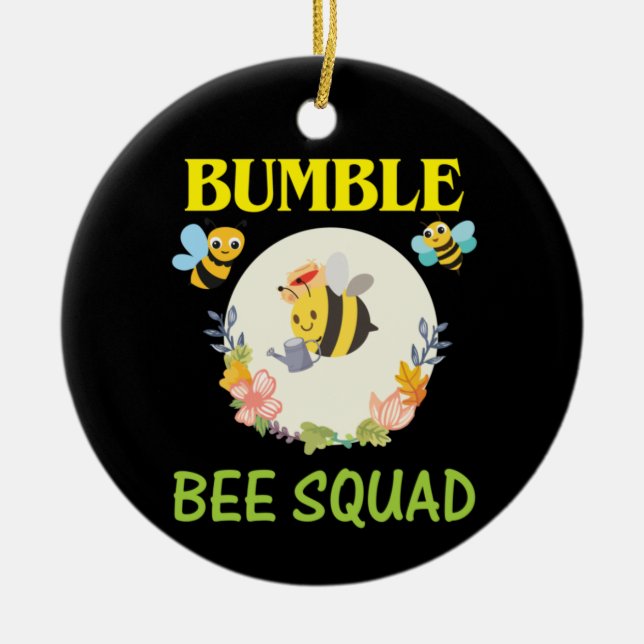 Ornamento De Cerâmica Beekeeper Art Bumble Bee Squad (Frente)