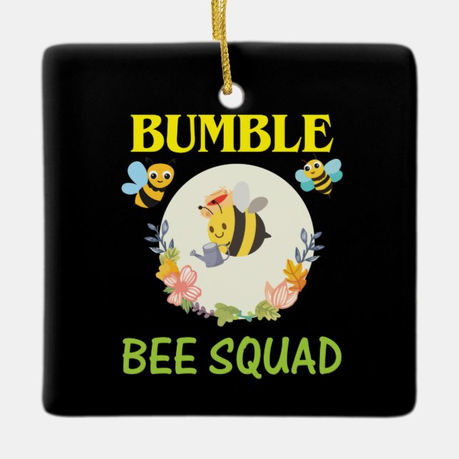 Ornamento De Cerâmica Beekeeper Art Bumble Bee Squad (Frente)