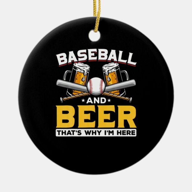 Ornamento De Cerâmica Beer Drinker Baseball Beball Humor Aniversário (Frente)