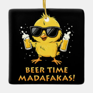 Ornamento De Cerâmica Beer Time Madafakas Meme Pato Goose Retro