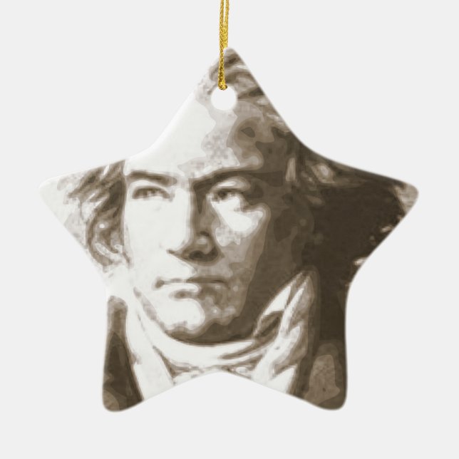 Ornamento De Cerâmica Beethoven Na Sepia (Frente)