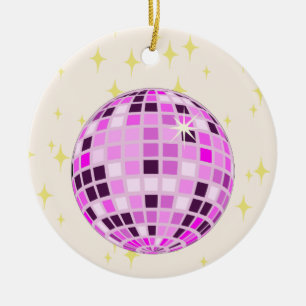 Ornamento De Cerâmica Beige da Esfera de Disco Roxo Rosa Moderno