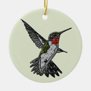 Ornamento De Cerâmica Beija-flor-de-garganta-rubí