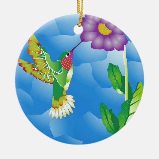 Ornamento De Cerâmica Beija-flor: Estilizado (Frente)