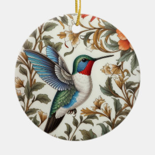 Ornamento De Cerâmica Beija-flor Voador Inspirado em William Morris