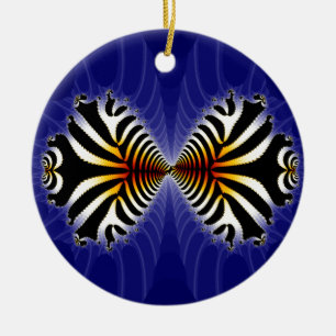 Ornamento De Cerâmica Beijando peixes da zebra do Fractal dos peixes