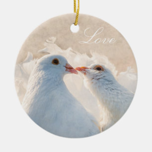 Ornamento De Cerâmica Beijar Doves - Amor