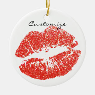Ornamento De Cerâmica Beijar lábios Vermelhos Thunder_Cove