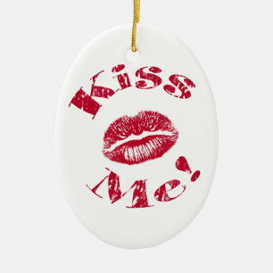 Ornamento De Cerâmica Beije-me! Lábios Vermelhos
