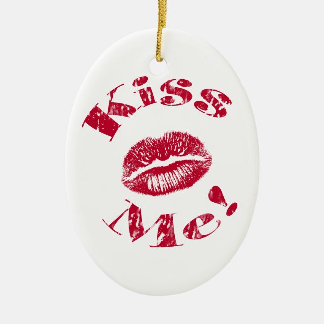 Ornamento De Cerâmica Beije-me! Lábios Vermelhos (Frente)