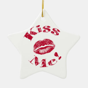 Ornamento De Cerâmica Beije-me! Lábios Vermelhos