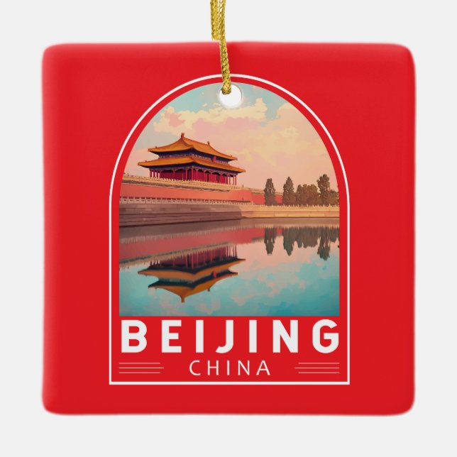 Ornamento De Cerâmica Beijing China Travel Art Emblem (Frente)