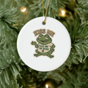 Ornamento De Cerâmica Beijo Retro Sou Irlandês Sapo Dia de São Patrício
