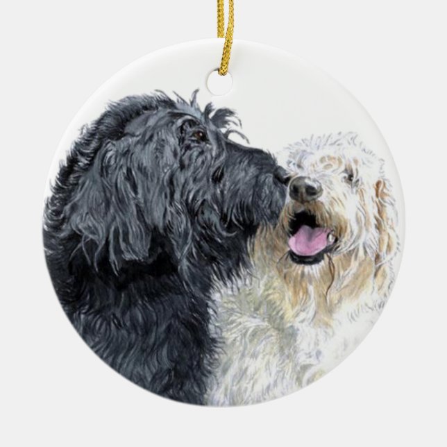 Ornamento De Cerâmica Beijos do Doodle (Frente)