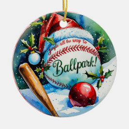 Ornamento De Cerâmica Beisebol Festivo do Natal do Baseball