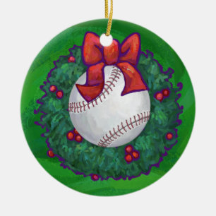 Ornamento De Cerâmica Beisebol na Fúria de Natal