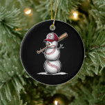 Ornamento De Cerâmica Beisebol Snowman Balls Snow Natal Presente no Nata<br><div class="desc">Beisebol Snowman Balls Snow Natal Presente no Natal</div>