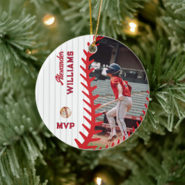 Ornamento De Cerâmica Beisebol Softball Moderno PERSONALIZADO Com Foto R